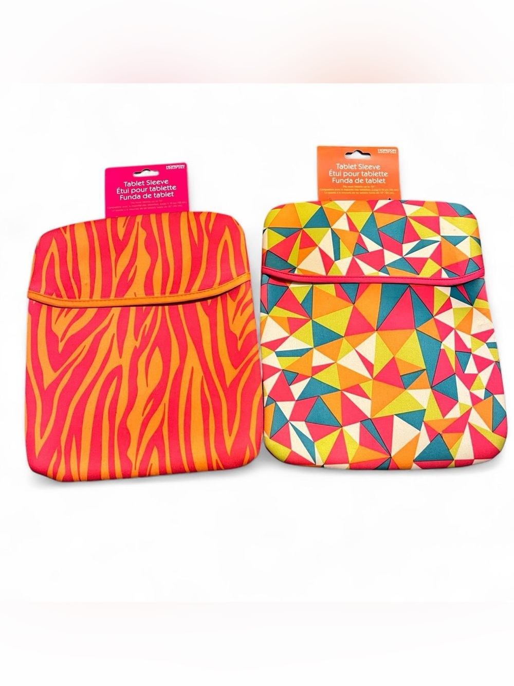 Colorful set of Tablet Sleeves - Bright Pink & Orange Patterns